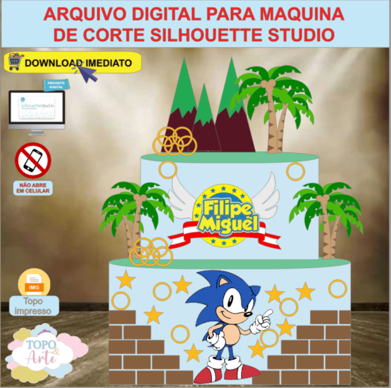 ARQUIVO de Corte Topo de Bolo Sonic - 14