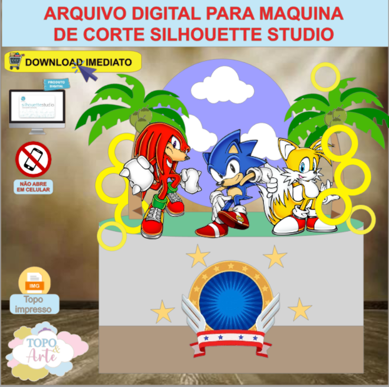 ARQUIVO de Corte Topo de Bolo Sonic - 15