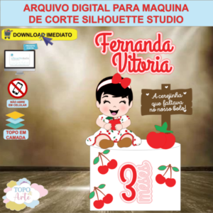 ARQUIVO de Corte Topo de Bolo Menina Cerejinha - 01