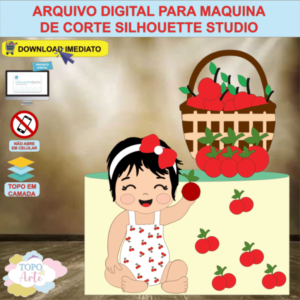 ARQUIVO de Corte Topo de Bolo Menina Cerejinha - 02