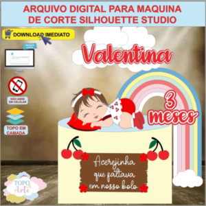 ARQUIVO de Corte Topo de Bolo Menina Cerejinha - 06