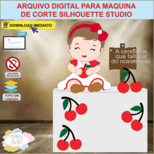 ARQUIVO de Corte Topo de Bolo Menina Cerejinha - 08