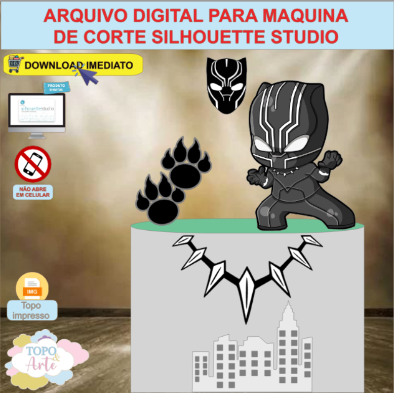 ARQUIVO de Corte Topo de Bolo Pantera Negra - 01