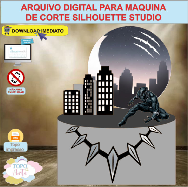 ARQUIVO de Corte Topo de Bolo Pantera Negra - 03