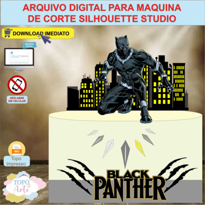 ARQUIVO de Corte Topo de Bolo Pantera Negra - 05