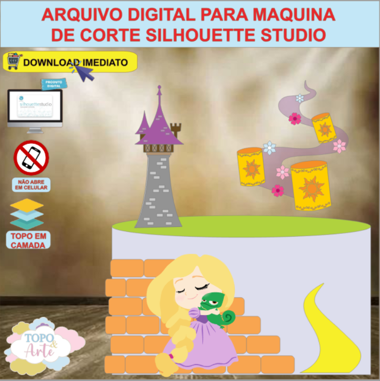 ARQUIVO de Corte Topo de Bolo Rapunzel Enrolados - 01