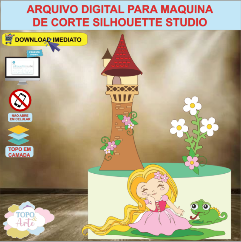 ARQUIVO de Corte Topo de Bolo Rapunzel Enrolados - 06