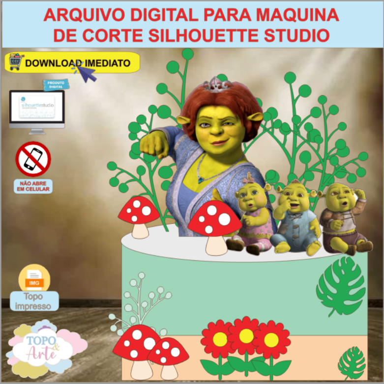 ARQUIVO de Corte Topo de Bolo Shrek - 02