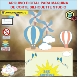 ARQUIVO de Corte Topo de Bolo 365 Sorrisos com Cata Vento 3D - 05