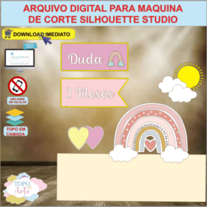 ARQUIVO de Corte Topo de Bolo Arco Iris Boho - 04