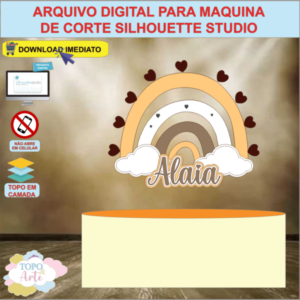 ARQUIVO de Corte Topo de Bolo Arco Iris Boho - 06
