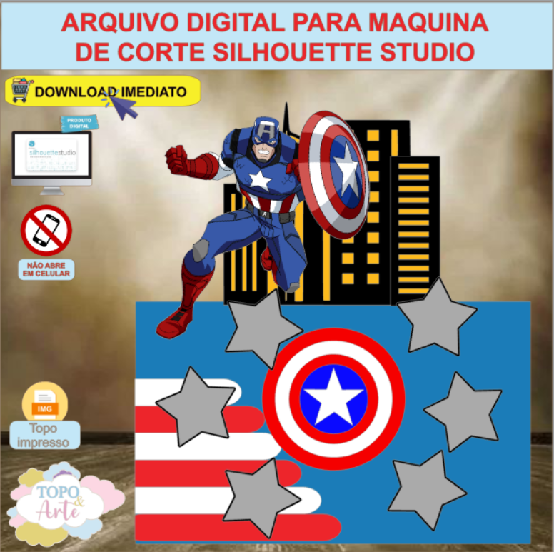 ARQUIVO de Corte Topo de Bolo Capitao America - 03