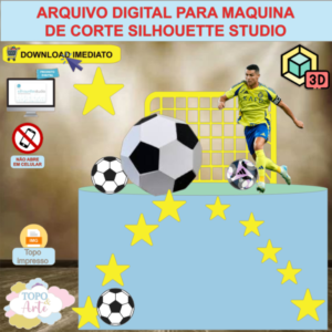 ARQUIVO de Corte Topo de Bolo Futebol Cristiano Ronaldo com Bola 3D - 01