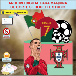 ARQUIVO de Corte Topo de Bolo Futebol Cristiano Ronaldo - 07