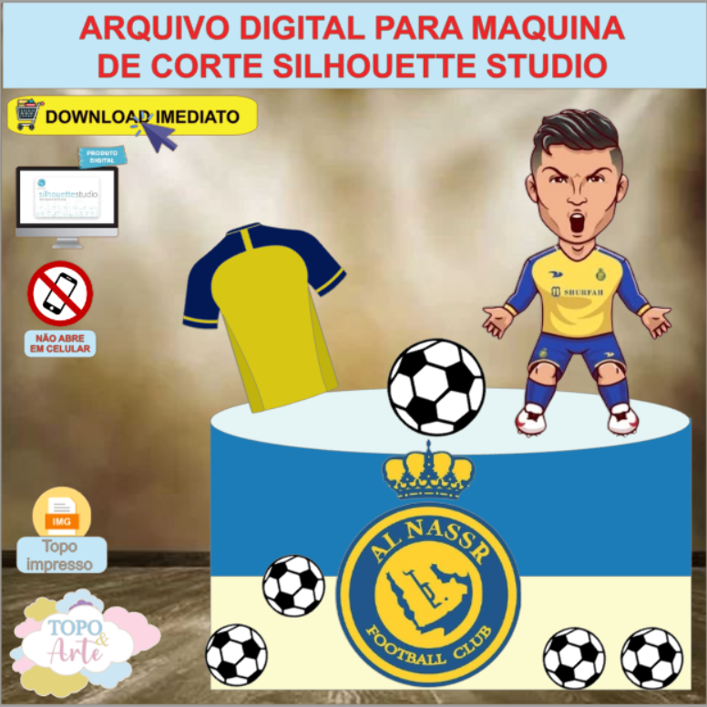 ARQUIVO de Corte Topo de Bolo Futebol Cristiano Ronaldo - 08