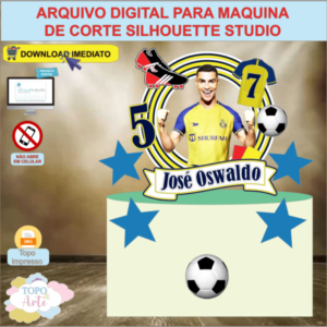 ARQUIVO de Corte Topo de Bolo Futebol Cristiano Ronaldo - 10