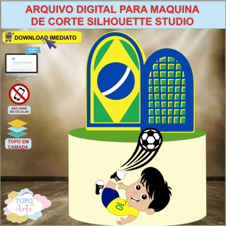 ARQUIVO de Corte Topo de Bolo Futebol Menino - 30