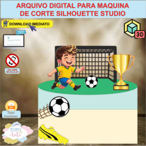 ARQUIVO de Corte Topo de Bolo Futebol com Gol 3D - 31