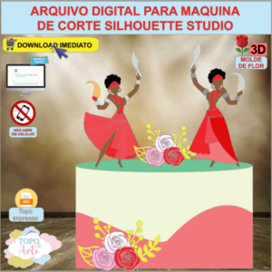 ARQUIVO de Corte Topo de Bolo Orixa Iansa com Flores 3D - 04
