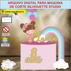 ARQUIVO de Corte Topo de Bolo Menina Baloes - 02