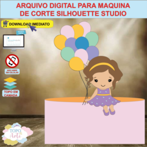 ARQUIVO de Corte Topo de Bolo Menina Baloes - 03