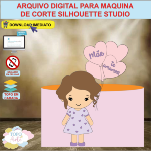 ARQUIVO de Corte Topo de Bolo Menina Baloes - 04