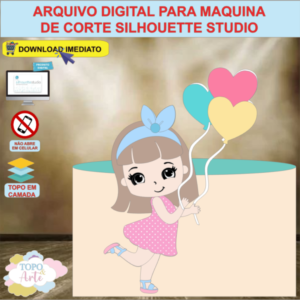 ARQUIVO de Corte Topo de Bolo Menina Baloes - 08