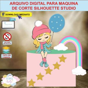 ARQUIVO de Corte Topo de Bolo Menina Baloes - 09