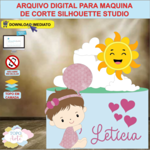 ARQUIVO de Corte Topo de Bolo Menina Baloes - 11