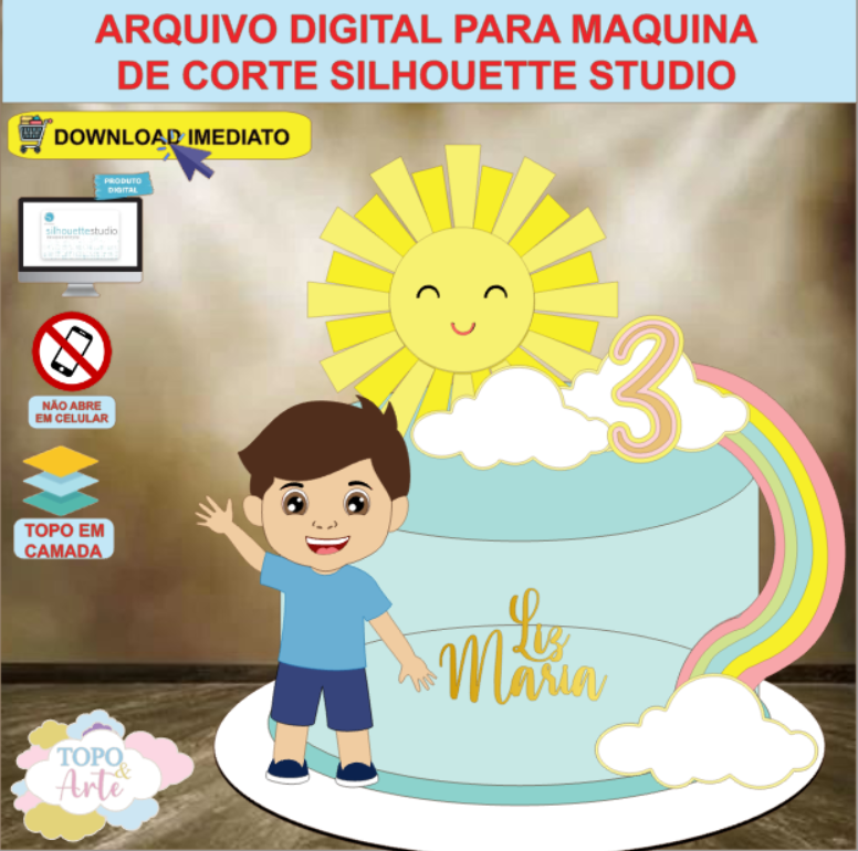 ARQUIVO de Corte Topo de Bolo Sun Shine Menino - 10
