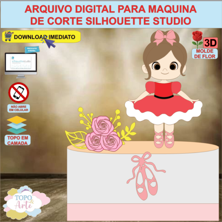 ARQUIVO de Corte Topo de Bolo Bailarina Quebra Nozes - 20