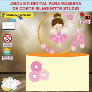ARQUIVO de Corte Topo de Bolo Bailarina com Flor 3d - 22