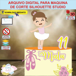 ARQUIVO de Corte Topo de Bolo Bailarina com Flor 3d - 23