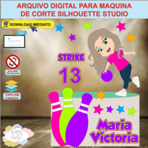 ARQUIVO de Corte Topo de Bolo Boliche Menina - 03