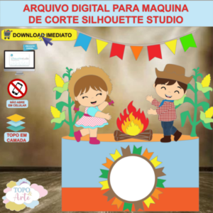 ARQUIVO de Corte Topo de Bolo Festa Junina Casal Caipira - 75