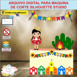 ARQUIVO de Corte Topo de Bolo Festa Junina Menina - 74