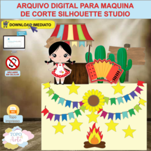 ARQUIVO de Corte Topo de Bolo Festa Junina Menina - 86