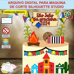 ARQUIVO de Corte Topo de Bolo Festa Junina com Sanfona 3D - 78
