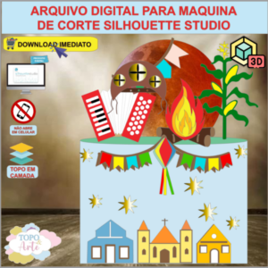 ARQUIVO de Corte Topo de Bolo Festa Junina com Sanfona 3D - 80