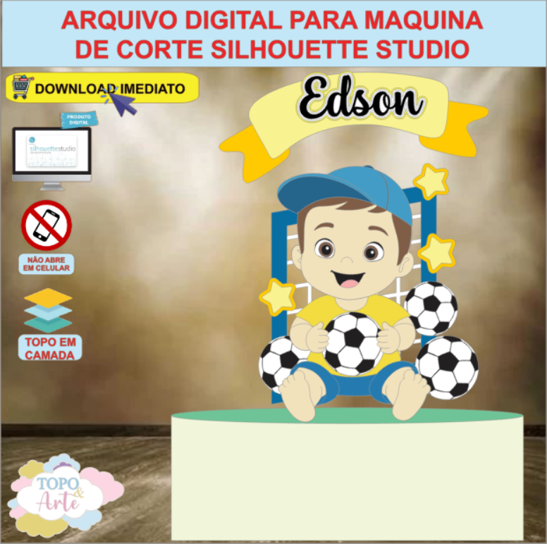 ARQUIVO de Corte Topo de Bolo Futebol Menino - 39