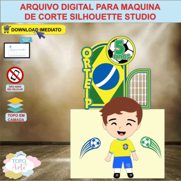 ARQUIVO de Corte Topo de Bolo Futebol Menino - 54