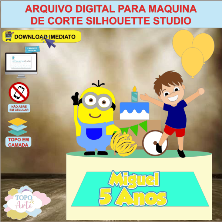 ARQUIVO de Corte Topo de Bolo Minions - 11