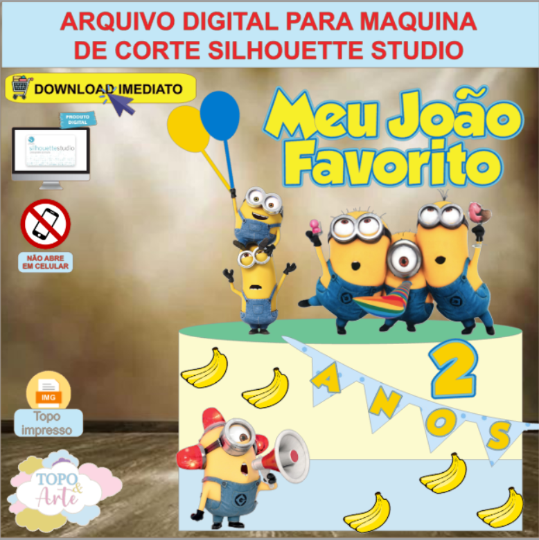 ARQUIVO de Corte Topo de Bolo Minions - 14