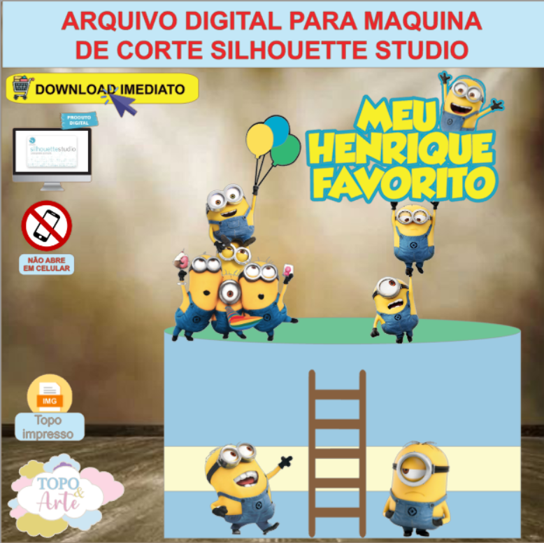 ARQUIVO de Corte Topo de Bolo Minions - 17