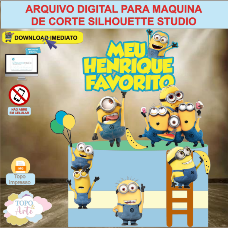 ARQUIVO de Corte Topo de Bolo Minions - 18