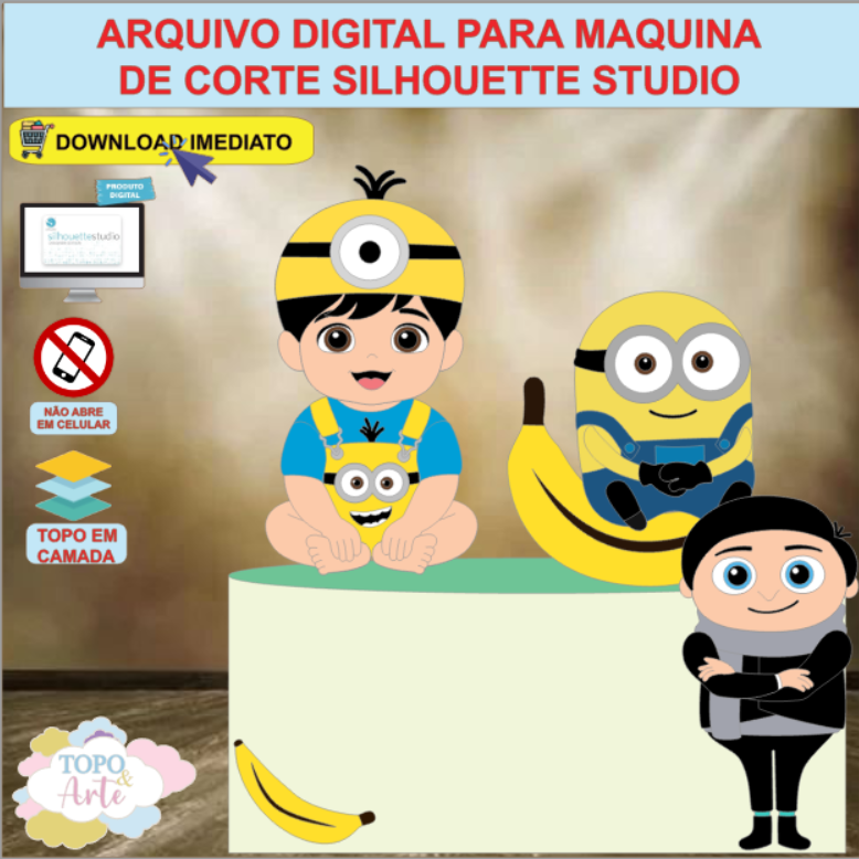 ARQUIVO de Corte Topo de Bolo Minions - 21