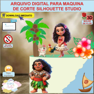 ARQUIVO de Corte Topo de Bolo Moana com Flor 3D - 25