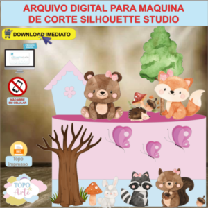 ARQUIVO de Corte Topo de Bolo Bosque dos Animais Aquarela - 10