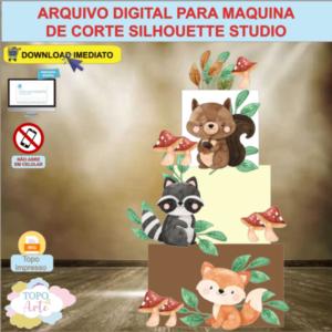 ARQUIVO de Corte Topo de Bolo Bosque dos Animais Aquarela - 11