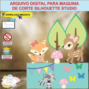 ARQUIVO de Corte Topo de Bolo Bosque dos Animais Encantados - 06
